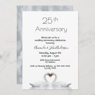 25e trouwdag twee zwanen uit liefde wit kaart