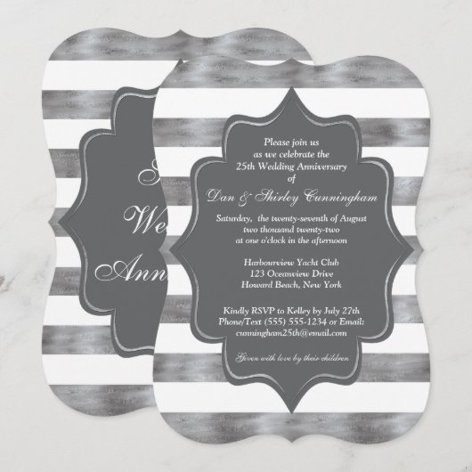 25e trouwdag uitnodiging - Wit, Grijs (Voorkant / Achterkant)