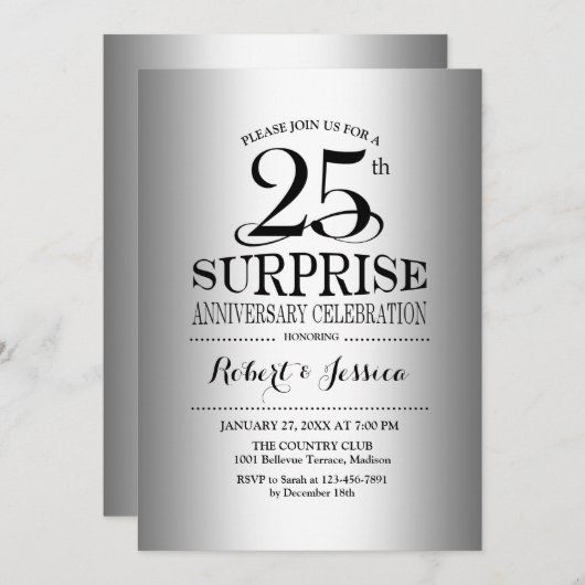 25e trouwdag verrassing - Zilver Kaart (Voorkant / Achterkant)