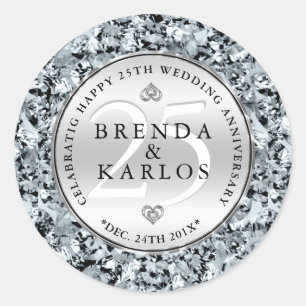 25e trouwdag viering ronde sticker