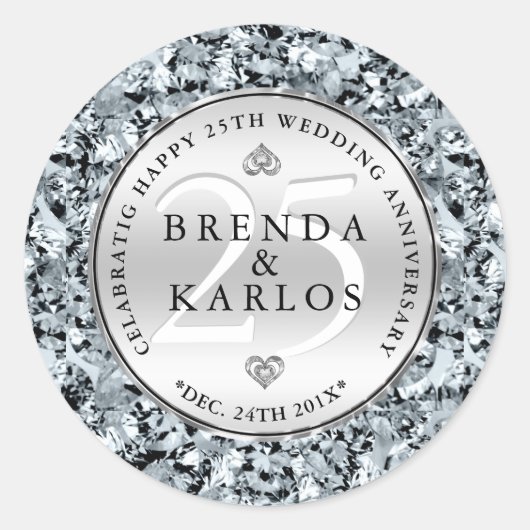 25e trouwdag viering ronde sticker (Voorkant)