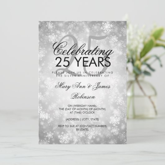 25e trouwdag Winter Wonderland Zilver Kaart (Staand voorkant)