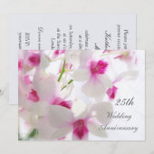 25e trouwdag. Witte orhcids Kaart (Voorkant / Achterkant)