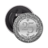 25e trouwdag zilver & diamanten button flesopener (Voorkant)