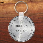 25e trouwdag zilver en witte diamanten sleutelhanger (Achterkant)