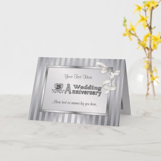 25e trouwdag - Zilver Kaart (Gele Bloem)