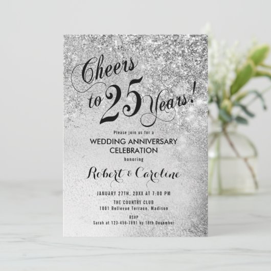 25e trouwdag zilver kaart (Staand voorkant)