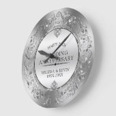 25e trouwdag zilver & witte diamanten 2 grote klok (Hoek)