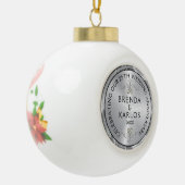 25e trouwdag zilver & witte diamanten c keramische bal ornament (Links)