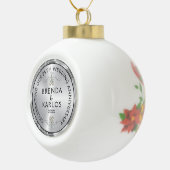 25e trouwdag zilver & witte diamanten c keramische bal ornament (Rechts)