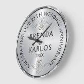 25e trouwdag zilver & witte diamanten grote klok (Hoek)