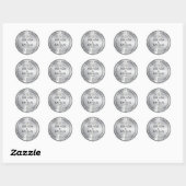 25e trouwdag zilver & witte diamanten k ronde sticker (Vel)