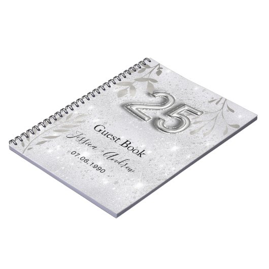 25e trouwdag zilverblad gastenboek notitieboek (Linkerzijde)