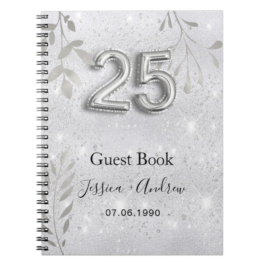 25e trouwdag zilverblad gastenboek notitieboek (Voorkant)
