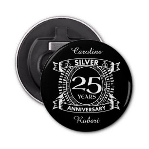 25e trouwdag zilvercrest button flesopener