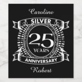 25e trouwdag zilvercrest wijn etiket (Enkel label)