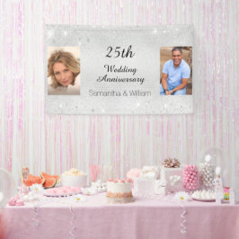 25e trouwdag zilveren foto glitter spandoek