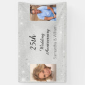 25e trouwdag zilveren foto glitter spandoek (Verticaal)