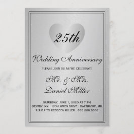 25e trouwdag zilveren glamour hart kaart