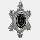 25e trouwdag zilveren glitter en goud tin sneeuwvlok ornament (Links)