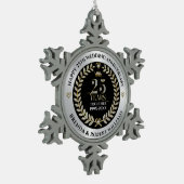 25e trouwdag zilveren glitter en goud tin sneeuwvlok ornament (Links)