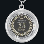 25e trouwdag zilveren glitter en goud zilver vergulden ketting<br><div class="desc">Elegante witte glitter en goud 25 jaar trouwdag met metallic zilveren en zwarte achtergrond.  zilveren bruiloft sjabloon.</div>