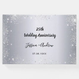 25e trouwdag zilveren glitter foto gastenboek