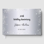 25e trouwdag zilveren glitter foto gastenboek (Voorkant)