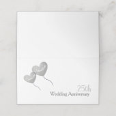 25e trouwdag zilveren hartballonnen plaatskaartje (Buitenkant ongevouwen)