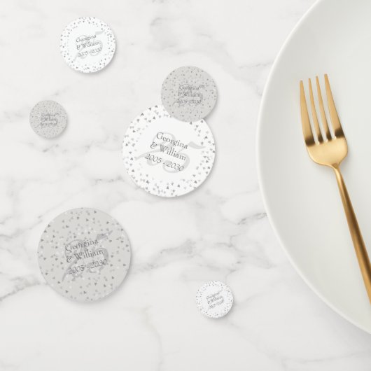 25e trouwdag zilveren harten confetti (Groep)