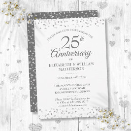 25e trouwdag Zilveren liefdesharten Kaart