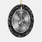 25e trouwdag  zilveren lijst keramisch ornament (Rechts)