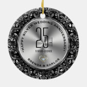 25e trouwdag  zilveren lijst keramisch ornament (Achterkant)