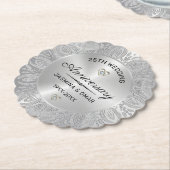 25e trouwdag zilveren mandala kartonnen onderzetters (Gekanteld)