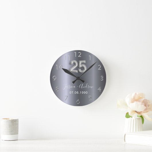 25e trouwdag zilveren namen ronde klok (Huis)