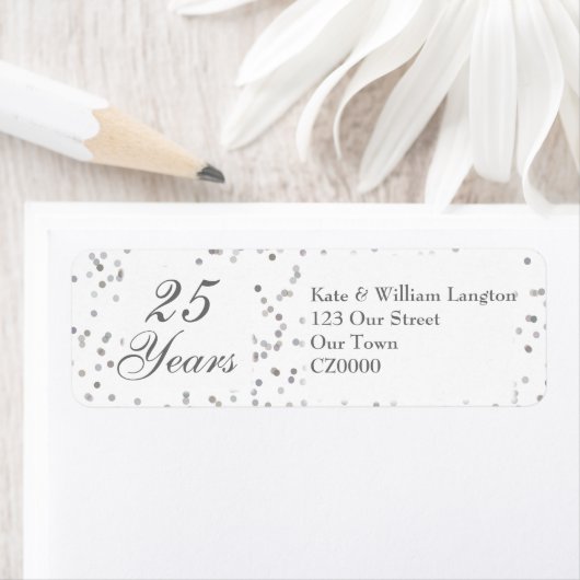25e trouwdag zilveren Stardust confetti Etiket (Insitu)