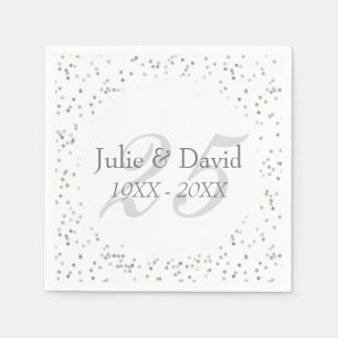 25e trouwdag zilveren stardust confetti servetten