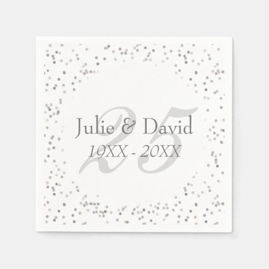 25e trouwdag zilveren Stardust confetti Servetten (Voorkant)