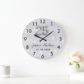 25e trouwdag zilverglitter grote klok (Huis)