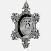 25e trouwdag zwart en zilver 2 tin sneeuwvlok ornament (Links)