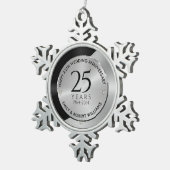 25e trouwdag zwart en zilver 2 tin sneeuwvlok ornament (Rechts)