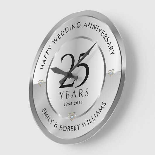 25e trouwdag zwart en zilver grote klok (Hoek)