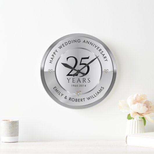 25e trouwdag zwart en zilver grote klok (Huis)