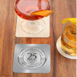 25e trouwdag zwart en zilver stenen onderzetter<br><div class="desc">25e trouwdag met zwarte en zilveren sneeuwvlokken voor kerstversiering Elegant Silver en wit modern,  aanpasbaar Jubileum design. Pas uw namen en jaren van uw Jubileum eenvoudig aan.</div>