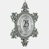 25e trouwdag zwart en zilver tin sneeuwvlok ornament (Links)