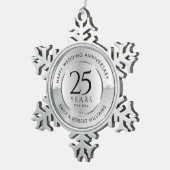 25e trouwdag zwart en zilver tin sneeuwvlok ornament (Rechts)
