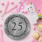 25e trouwdag zwarte kant & goud papieren bordje (Feest)