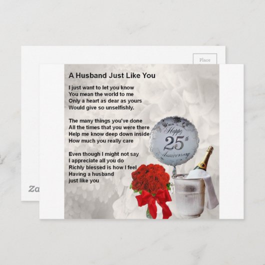 25e trouwechtgenoot gedicht briefkaart (Voorkant / Achterkant)