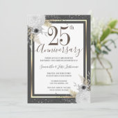 25e trouwjubileum bloemige uitnodiging (Staand voorkant)