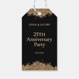 25e trouwjubileum gouden nepglooiing cadeaulabel